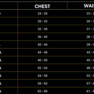 Male Size Chart